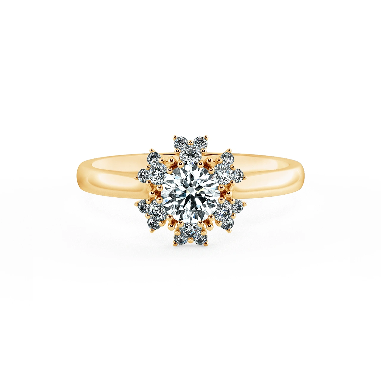 Apricot Blossom Halo engagement Ring with shiny Band NCH2002 1